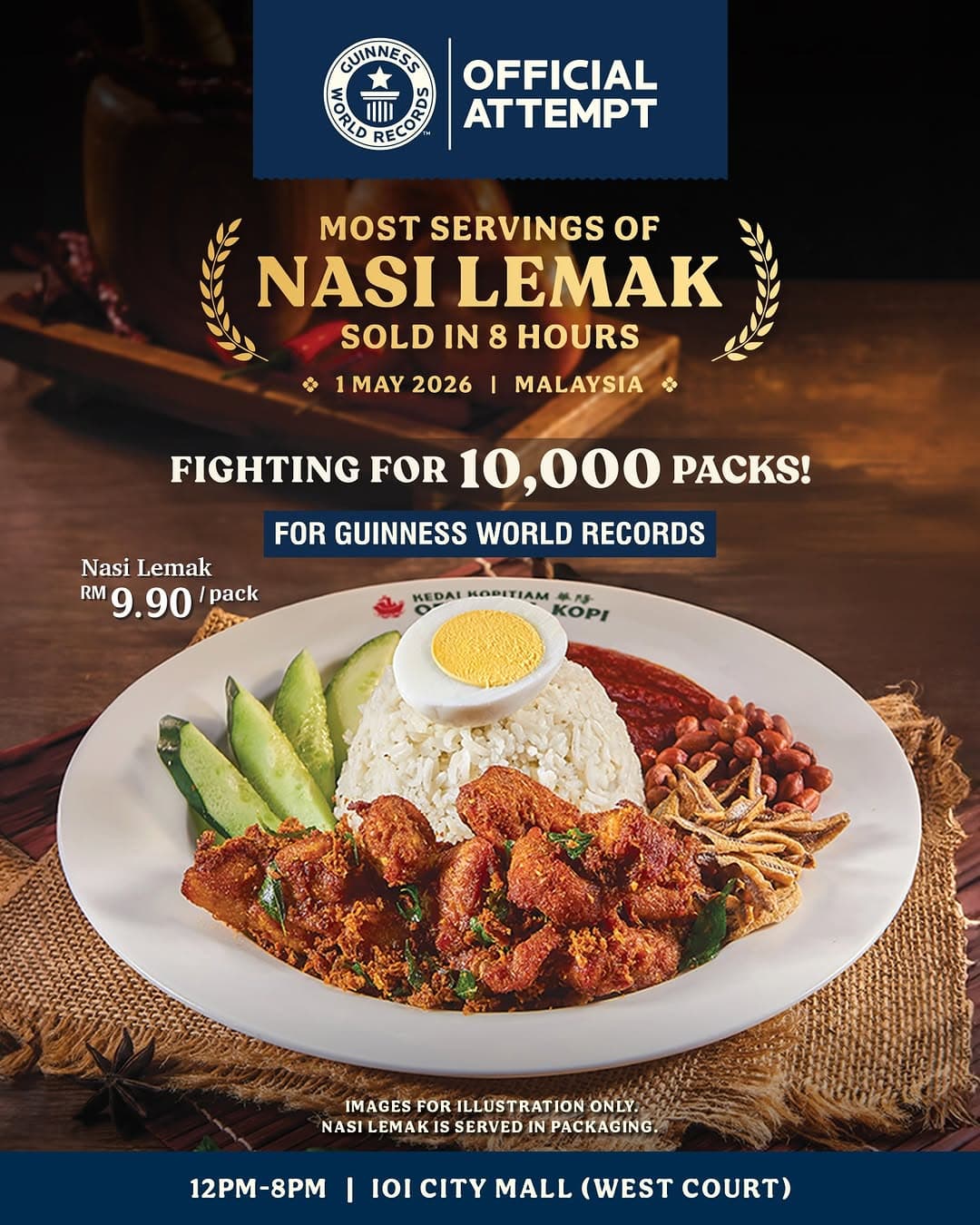 Most Servings of Nasi Lemak Sold in 8 Hours